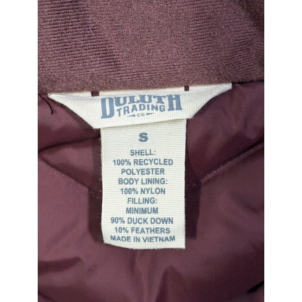 Duluth Trading Co Cold Reliable Down Vest Womens Small Puffer Zip Burgundy - Picture 3 of 12